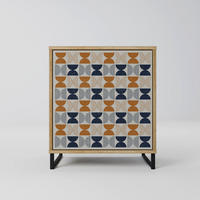 SIDEBOARD REFLECTION RANGE, Eichefarben, 57,5x42x67,5 cm, Schwarze Metall-Rahmenfüße - Eichefarben/Multicolor, Holzwerkstoff/Metall (57.5/67.5/42cm) - SpaceRebels
