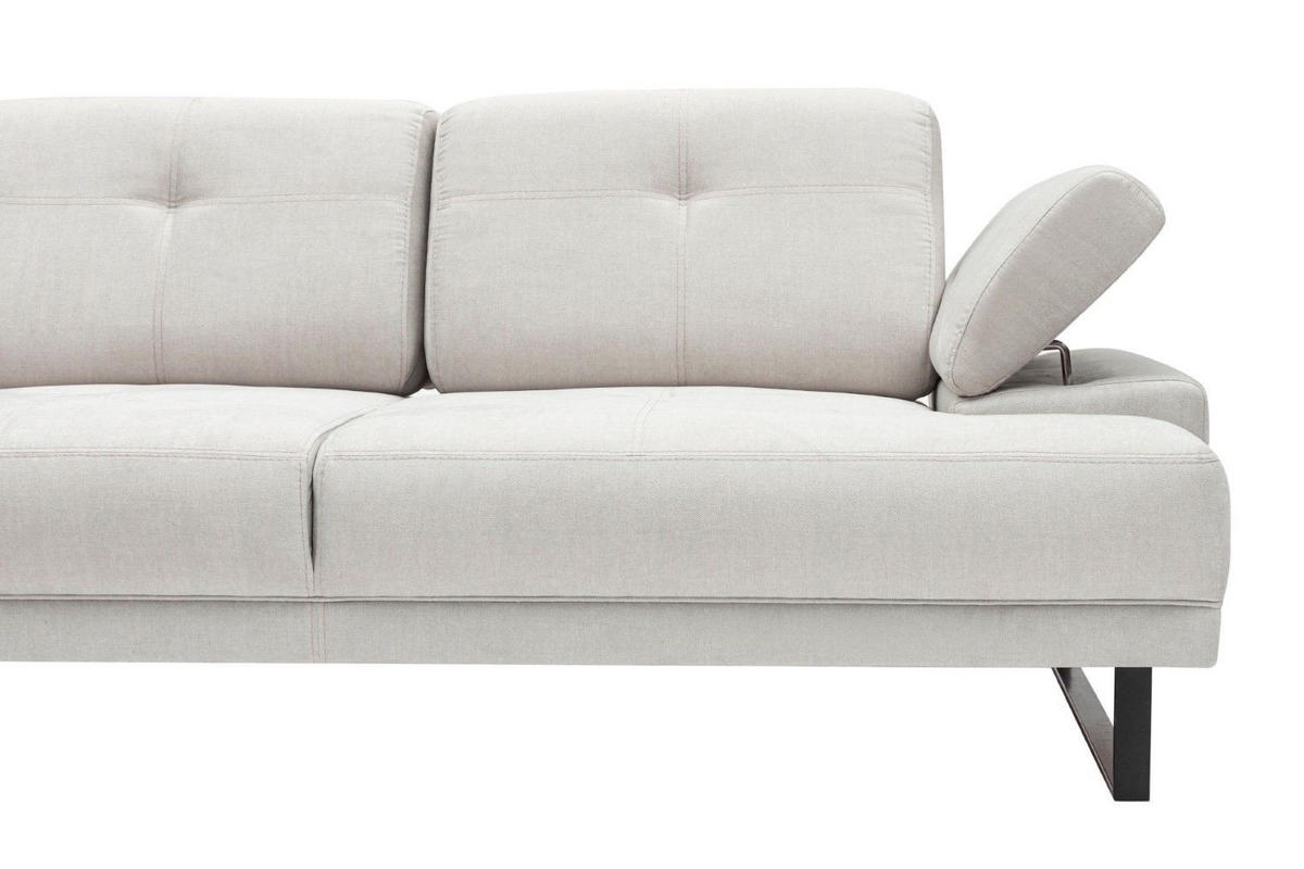 ECKSOFA mit verstellbarer Rückenlehne - Beige/Schwarz, Textil/Metall (314/174cm) - myHomelando