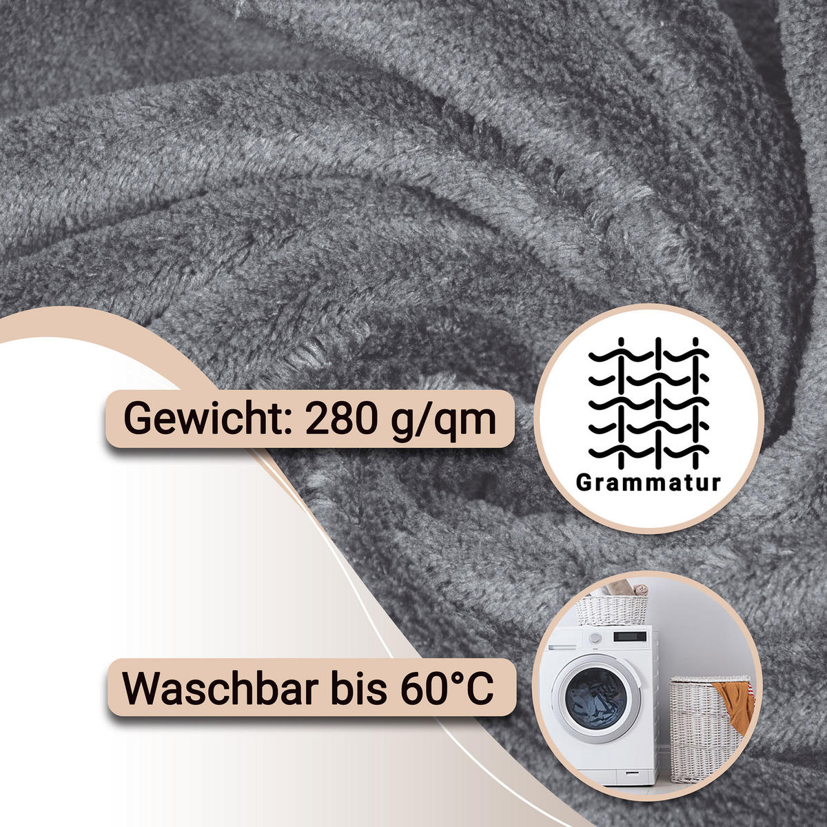 BADEMANTEL, S/M, 100% Polyester, Grau - Graphitfarben, Textil (S/Mcm) - Zollner