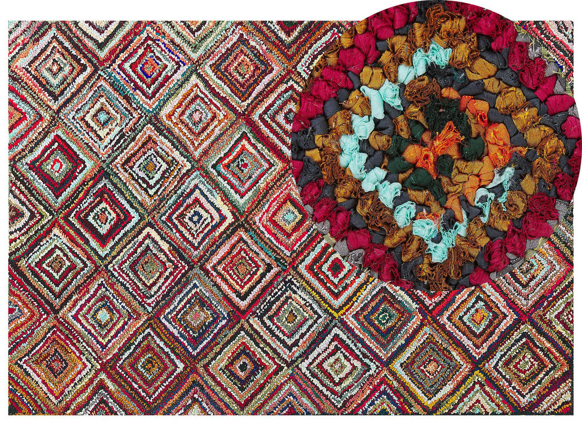 TEPPICH geflochten Kaiseri 230/160 cm - Multicolor, Textil (160/230cm) - Beliani