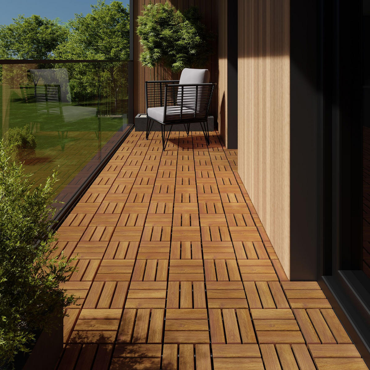 TERRASSENFLIESEN Tabula,31 x 31 x 2,2 cm,braun - Braun, Holz (31/31/2.2cm) - tectake
