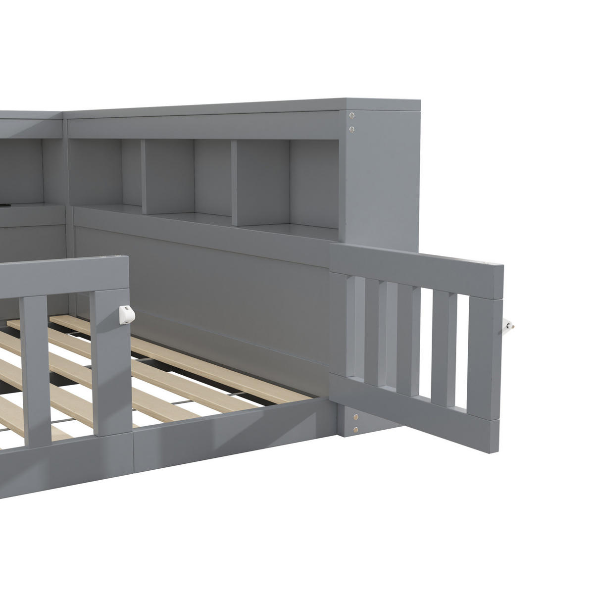 TAGESBETT 140/190 cm Grau aus Spanplatte und MDF mit Stauraum, Lattenrost und USB-Anschluss - Grau, Holzwerkstoff (140/200cm) - OKMYHOME