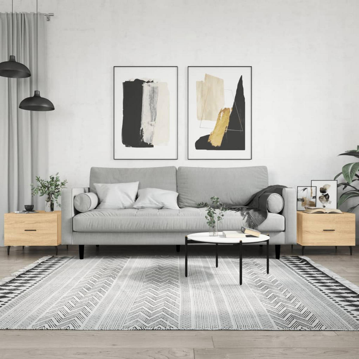 COUCHTISCHE 2 Stk. Sonoma-Eiche 50x50x40 cm Holzwerkstoff - Braun, Holzwerkstoff (50/50/40cm) - furnicato