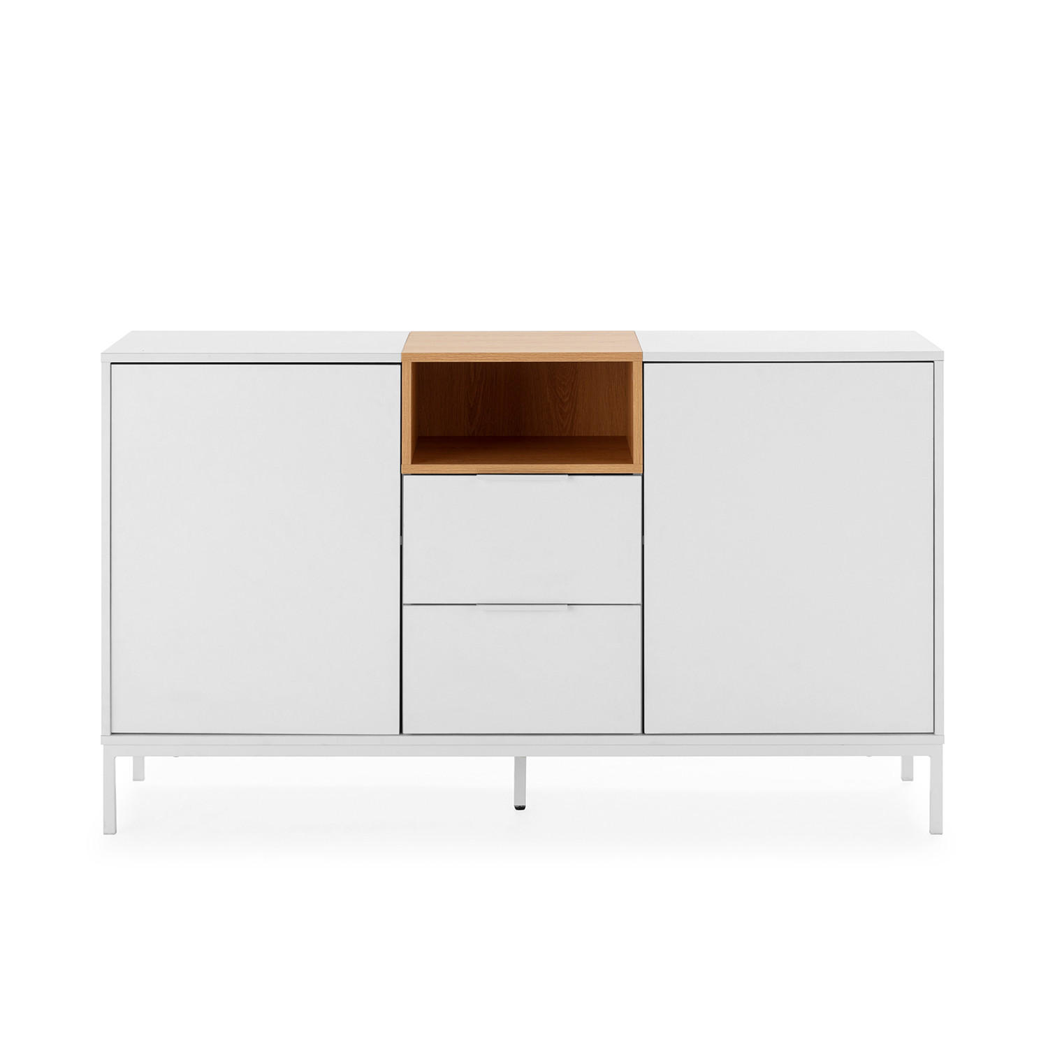 SIDEBOARD Nieve 2 türen 2 schubladen Weiß - Weiß, Holzwerkstoff (140/80/40cm)