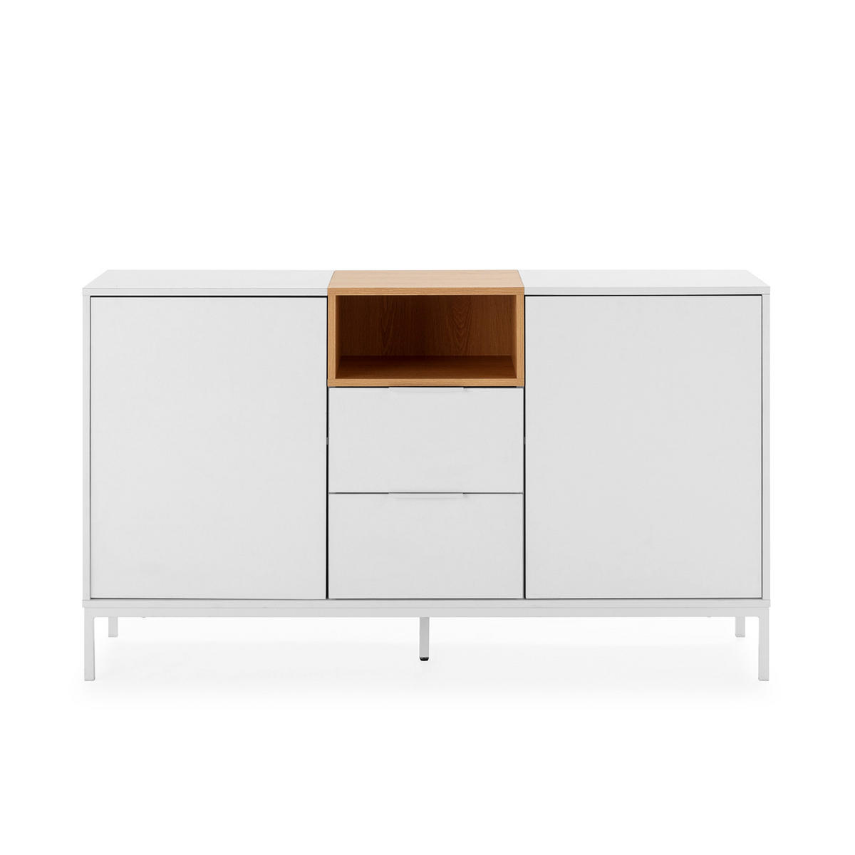 SIDEBOARD Nieve 2 türen 2 schubladen Weiß - Weiß, Holzwerkstoff (140/80/40cm)