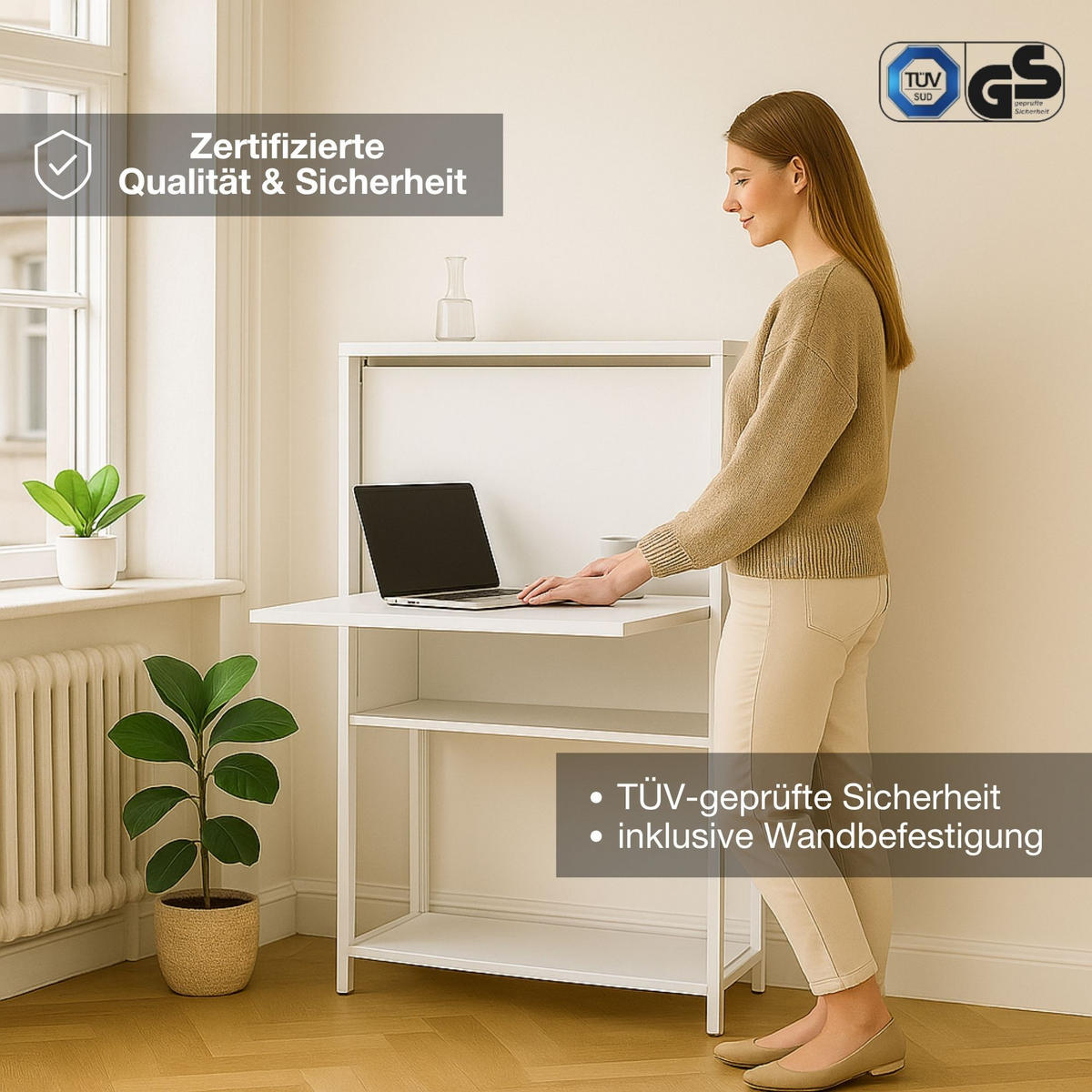 SEKRETÄR Cubas Basic Schwarz Signalweiß - Schwarz/Weiß, Holz/Metall (36/80/115.6cm) - ASSMANN