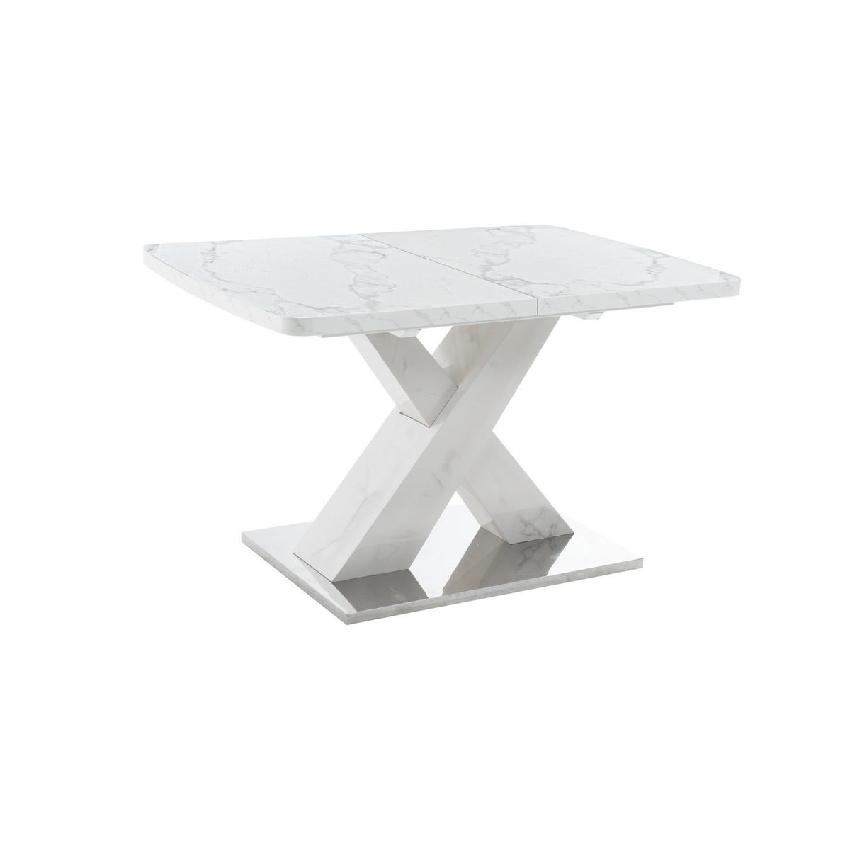 ESSTISCH 120/160/80/76,5 cm Weiß aus MDF und Stahl mit Ausziehfunktion - Weiß, Holzwerkstoff (160/80/76.5cm) - OKMYHOME