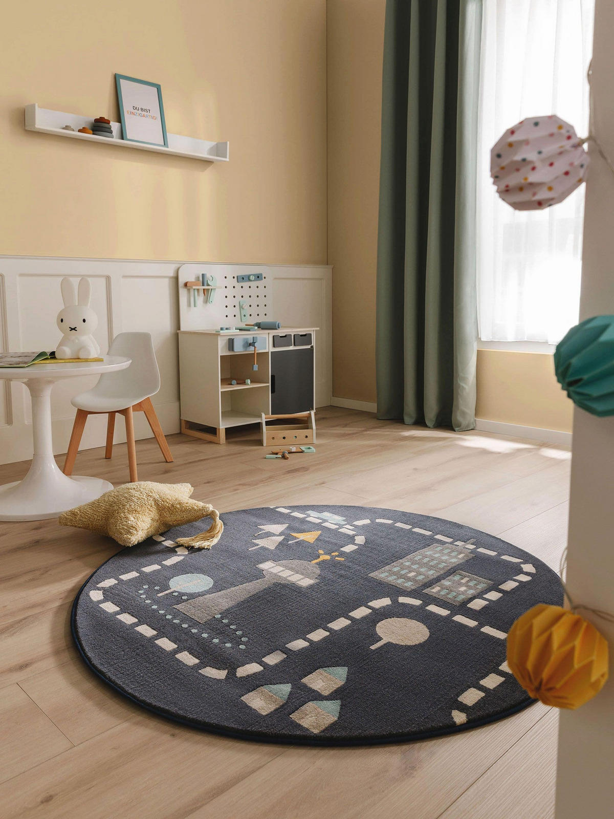 KINDERTEPPICH Juno Blau ø 120 cm rund - Blau, Textil (120/120cm) - Lytte