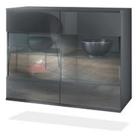 KOMMODE Bari Grau Hochglanz - Grau, Holzwerkstoff (92.5/73.5/35cm) - Vladon