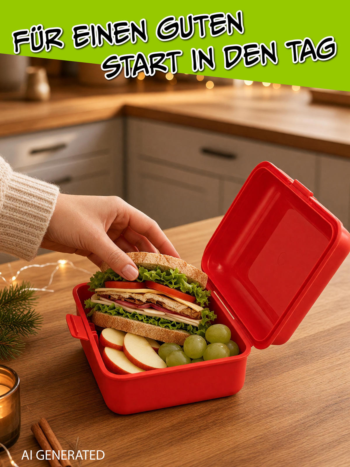 BROTDOSE The Grinch Rot 17,5 x 12,8 x 6,9 cm - Rot, Kunststoff (17.5/6.9/12.8cm) - United Labels
