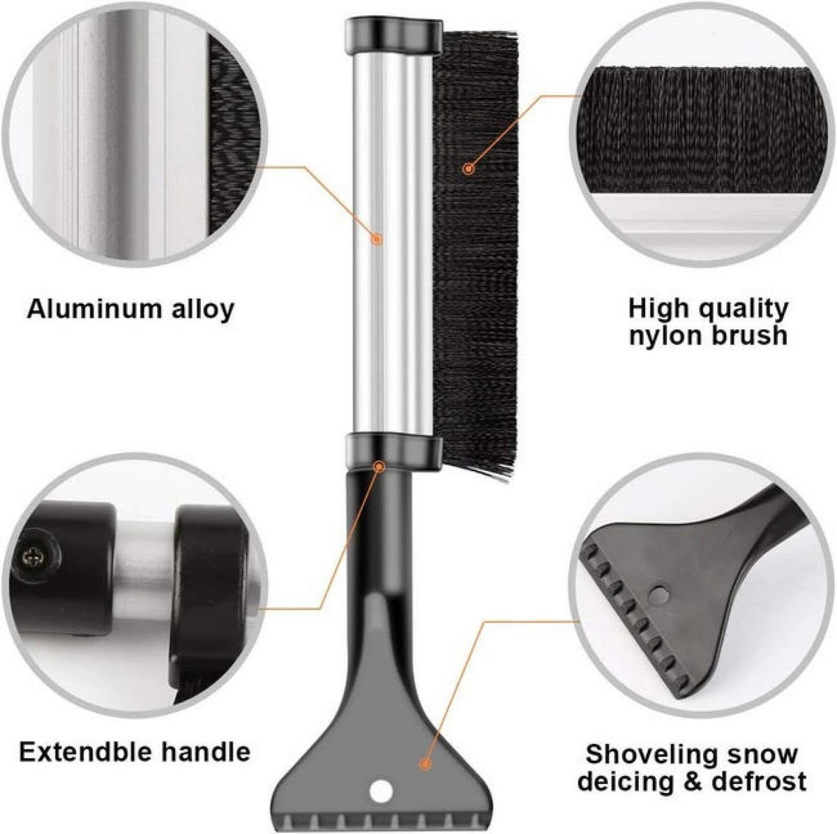 SCHAUFEL – zum Abkratzen von Eis und Schnee – 2-in-1 Multifunktionswerkzeug - Schwarz, Metall (42.5/10/1cm) - DCA