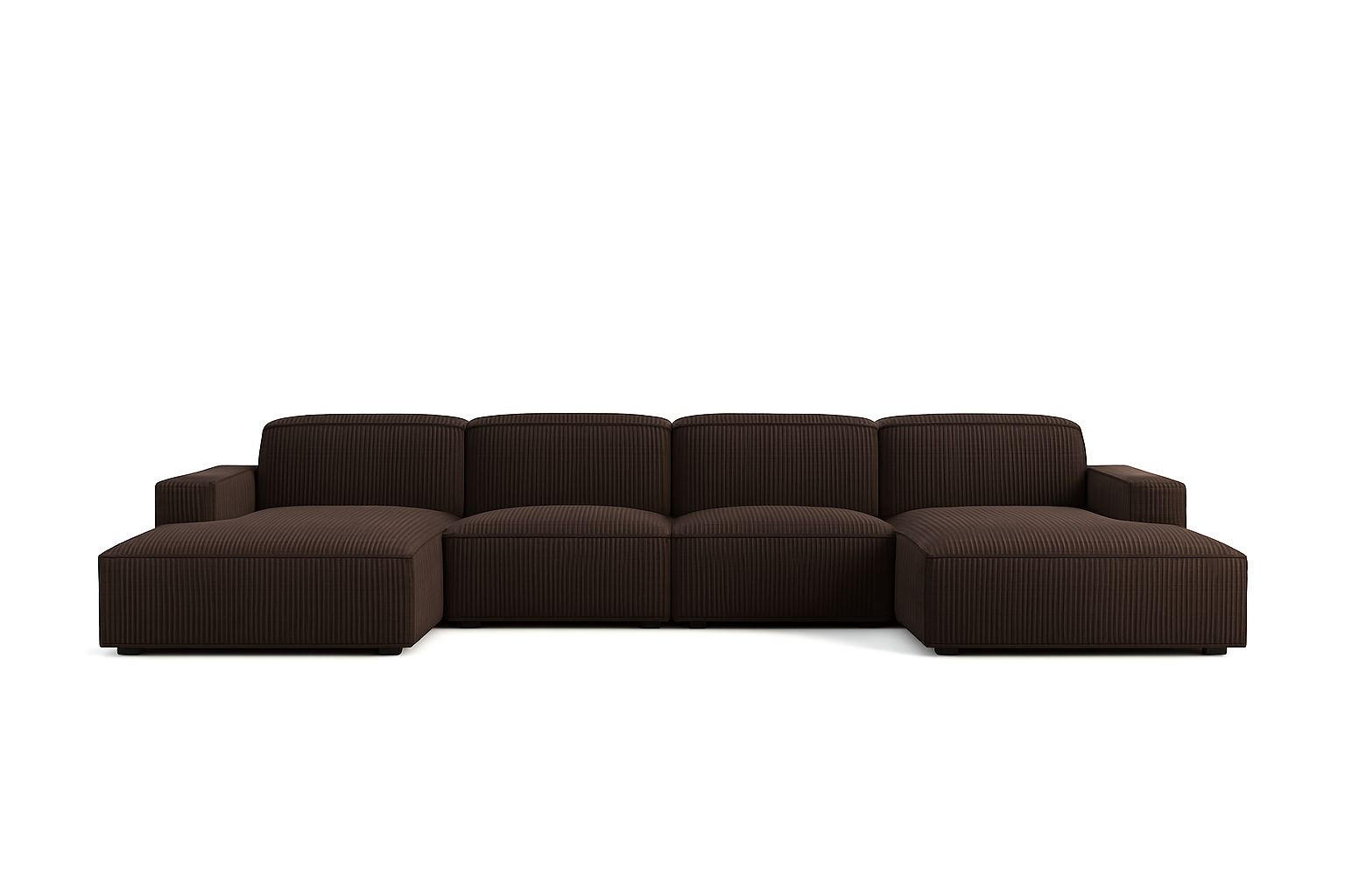 ECKSOFA Cursal U-Form, Stoff Poso, Braun - Braun, Holz (364/166cm) - Kaiser Möbel