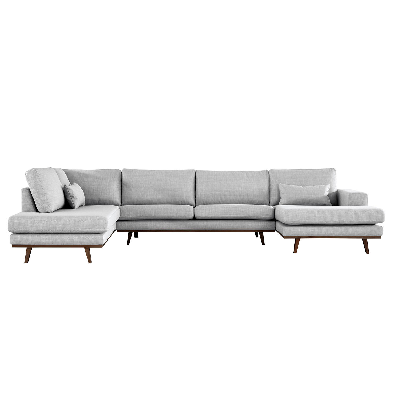 WOHNLANDSCHAFT mit Longchair - Buchefarben/Hellgrau, Textil (371/81/219cm) - home24