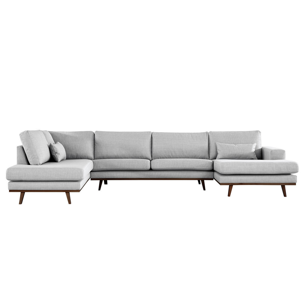 WOHNLANDSCHAFT mit Longchair - Buchefarben/Hellgrau, Textil (371/81/219cm) - home24