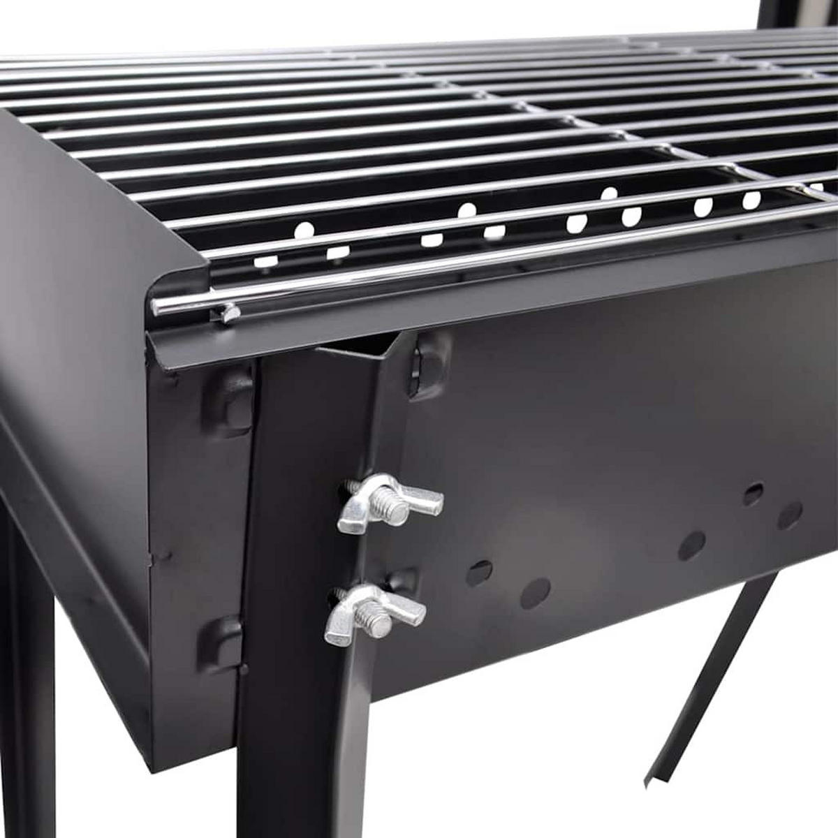 BBQ-GRILL Säulengrill Standgrill Kohlegrill Quadratisch - Schwarz, Metall (47/76/75cm) - vidaXL