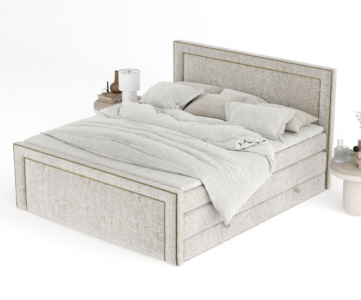 BOXSPRINGBETT Luxora Beige 140/200 cm - Beige/Schwarz, Holz/Holzwerkstoff (140/200cm) - Maison de Reve