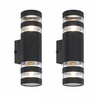 WANDLEUCHTE Hayes, Glas klar, Schwarz, Up & Down, 2er Set - Schwarz, Glas (9.5/22/6.5cm) - Globo Lighting