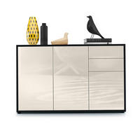 KOMMODE Ben Front in Creme Hochglanz - Creme, Holzwerkstoff (117/74/36cm) - Vladon