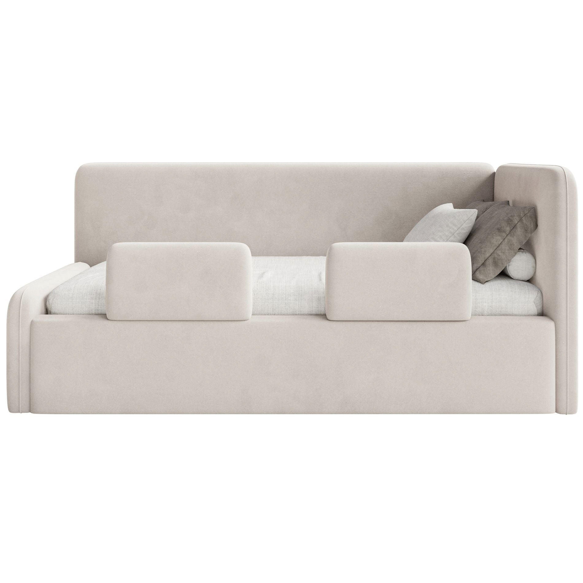 KINDERBETT Fanko Samt Hellbeige 90x200 cm - Ecru/Schwarz, Kunststoff/Textil (90/200cm) - Selsey