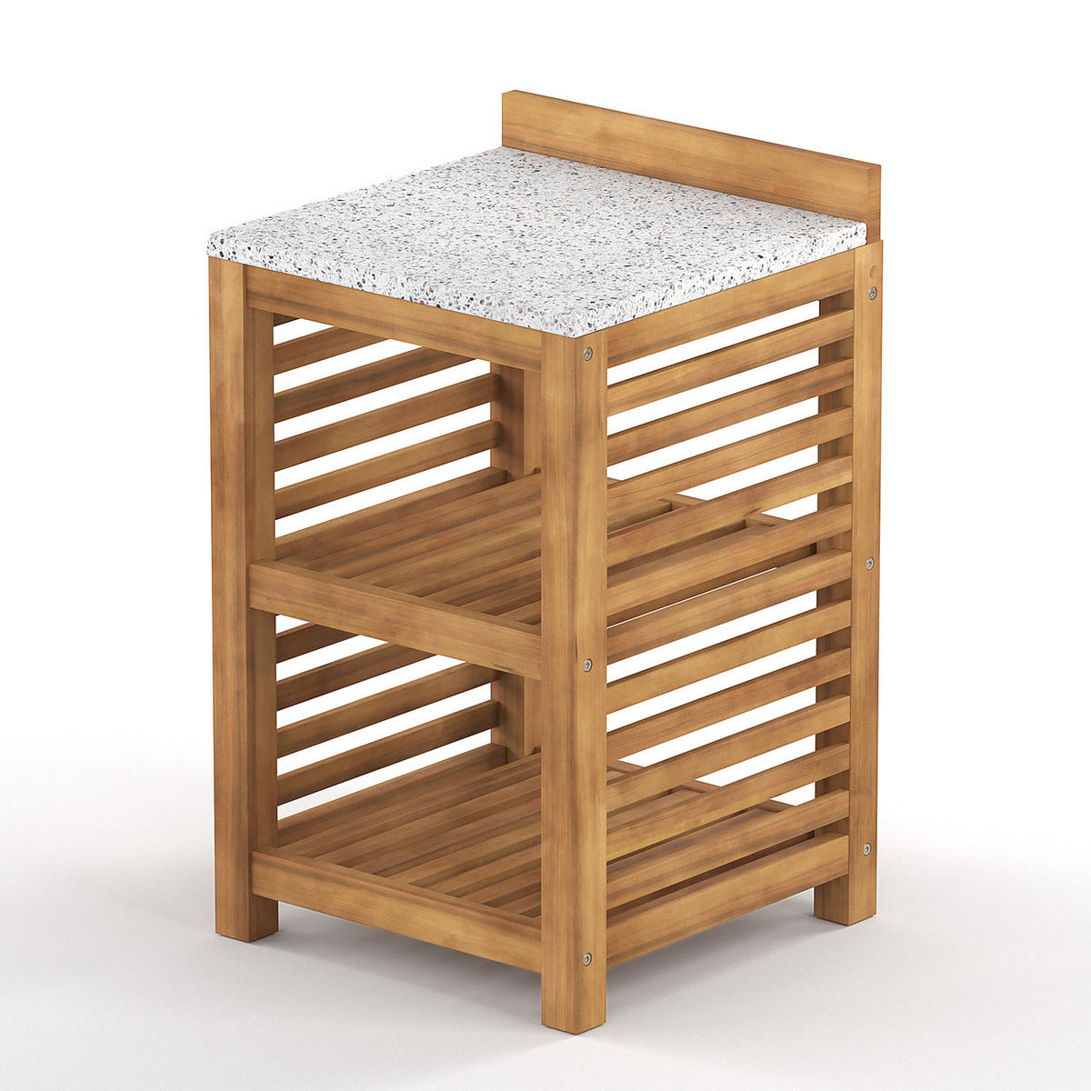 GARTENKÜCHENREGAL - Akazie massiv - Beige - Beige, Holz (52/86/52cm) - home24