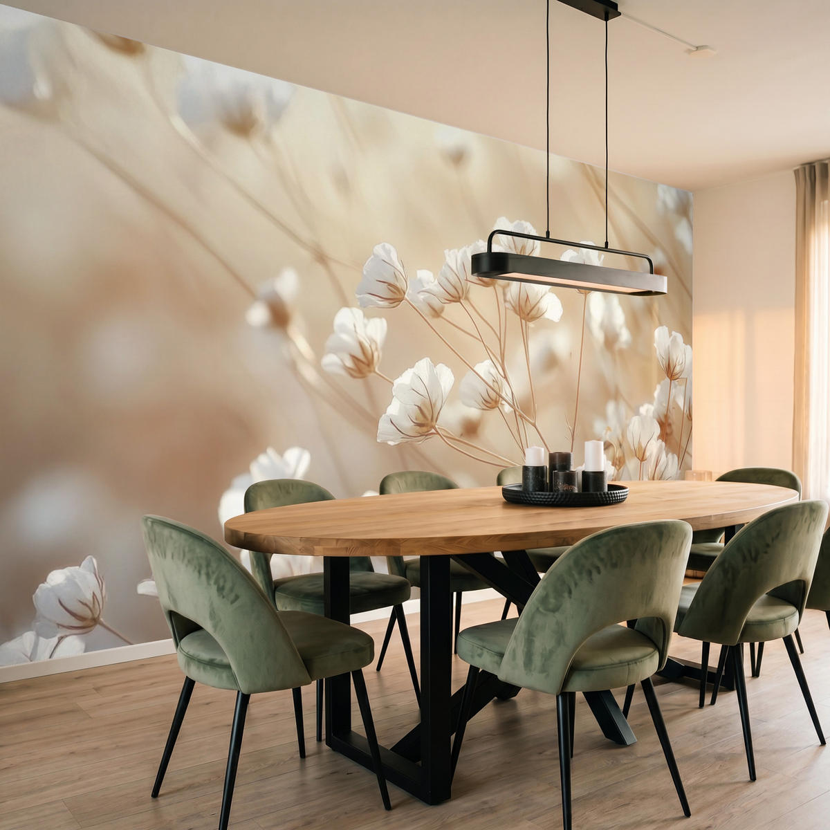 TAPETE - Wild - Blumen - Weiß - 350x200 cm - Creme, Papier (350/200cm) - OnlyWow