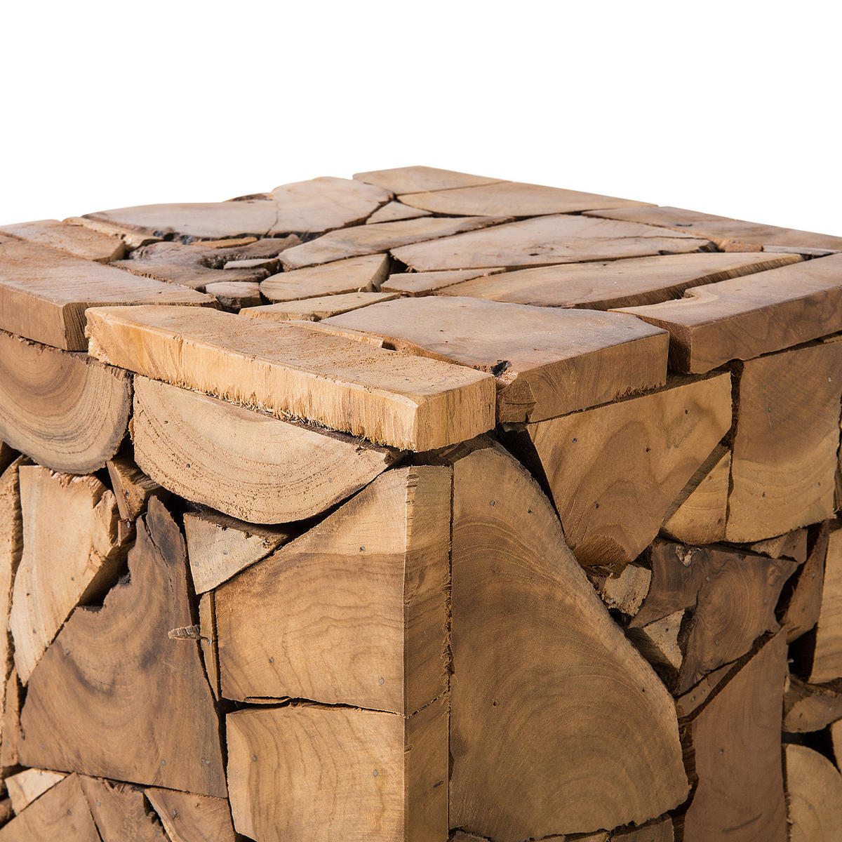 BEISTELLTISCH Teakholz hellbraun quadratisch 30/30 cm Nelson - Hellbraun, Holz (30/30/45cm) - Beliani