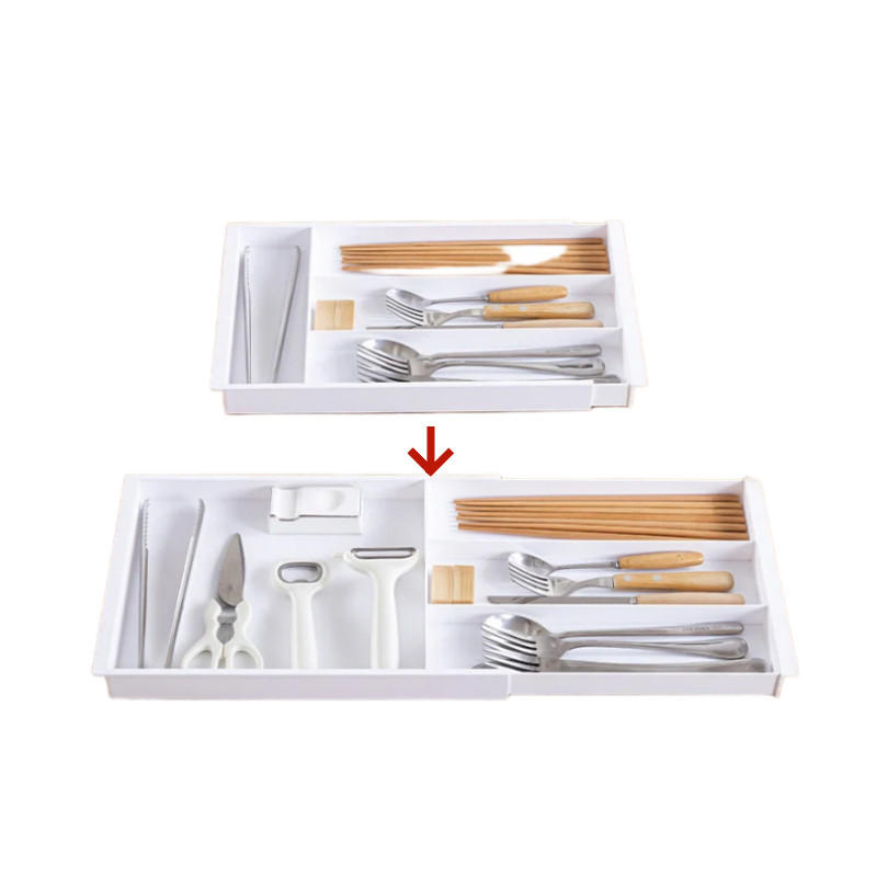 BESTECKEINSATZ,BREITE Verstellbar (32–52 cm) × 21 cm, weiß. - Weiß, Kunststoff (21/3/52cm) - Weltevree