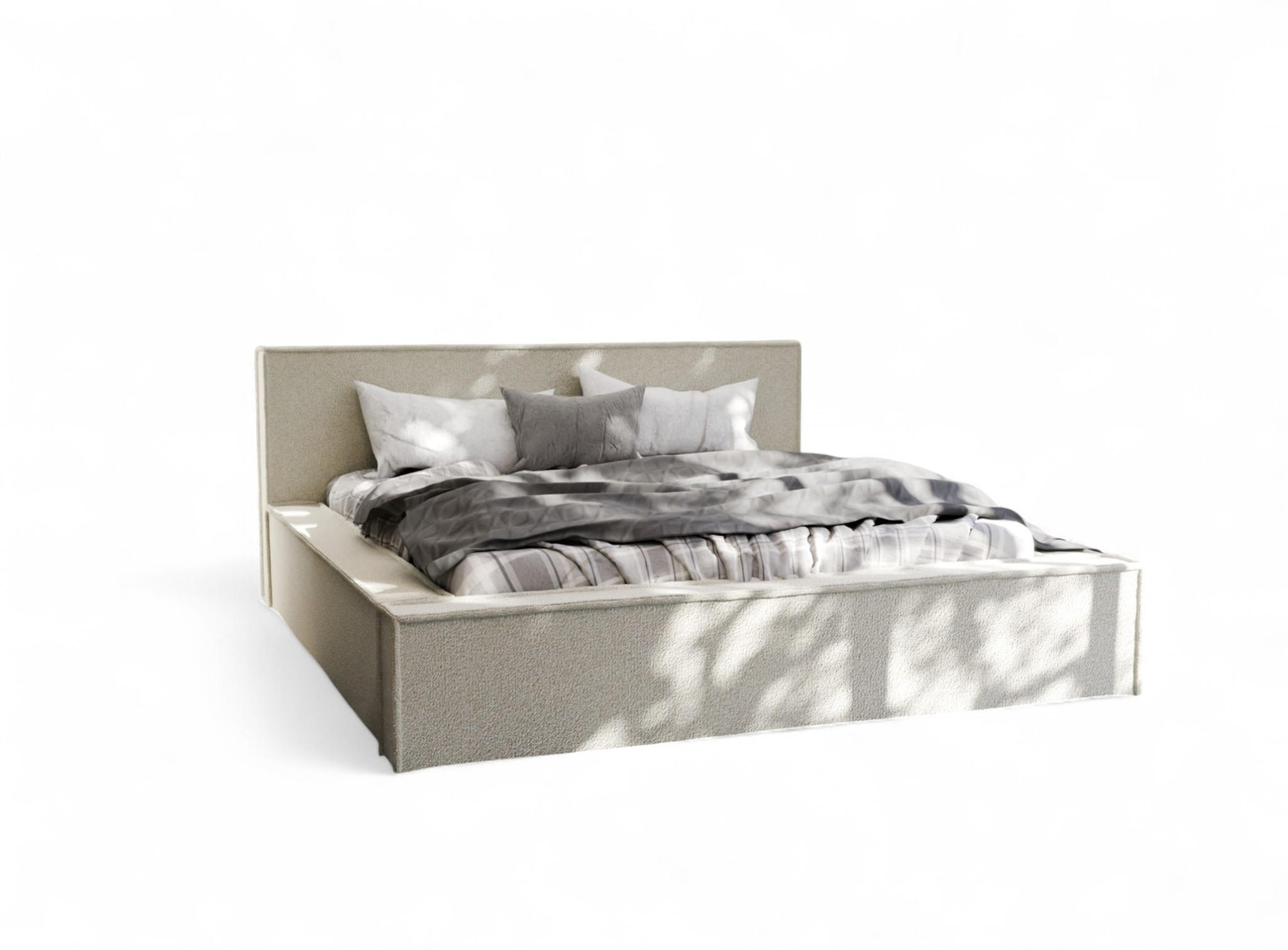 POLSTERBETT Aldana Komplettset - Creme, Holzwerkstoff/Textil (140/200cm) - Fun Möbel