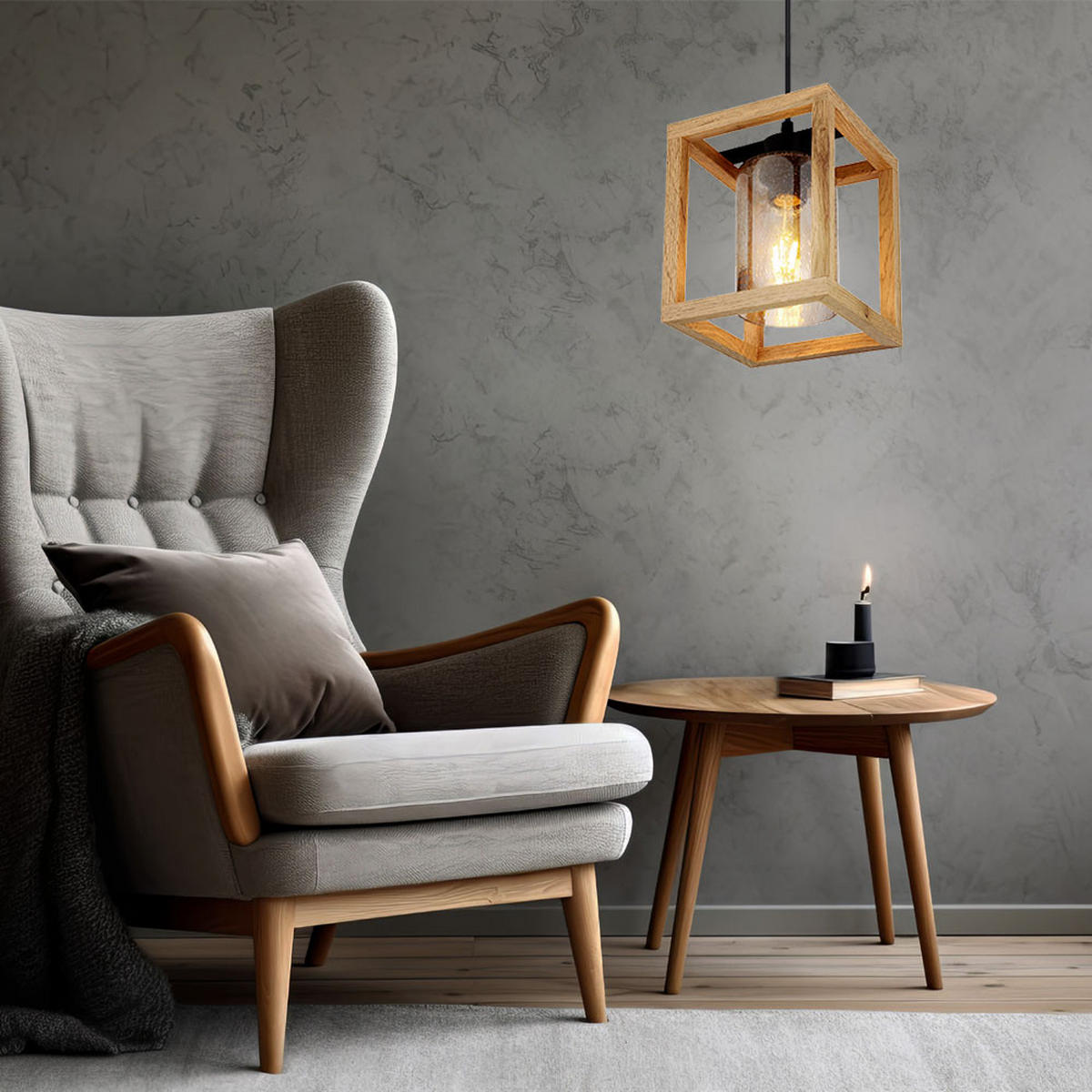 LED HÄNGELEUCHTE Glas Braun Matt - Braun, Holz (17/17/120cm) - Globo Lighting