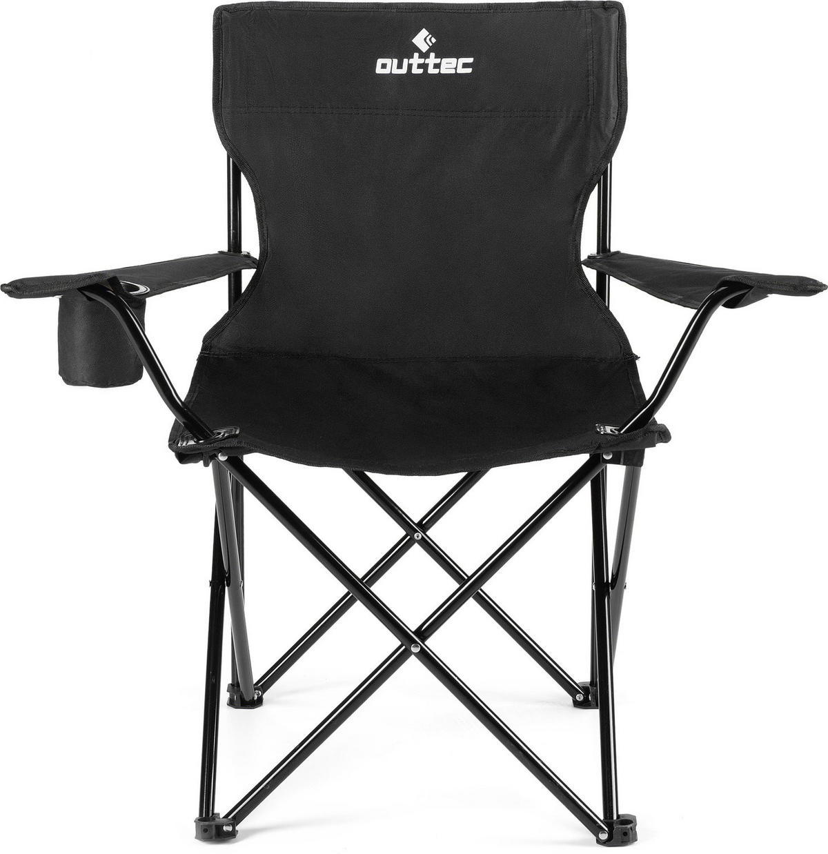GARTEN-RELAXSESSEL mit Getränkehalter & Tragetasche - Schwarz, Textil (75/80/50cm) - Outtec