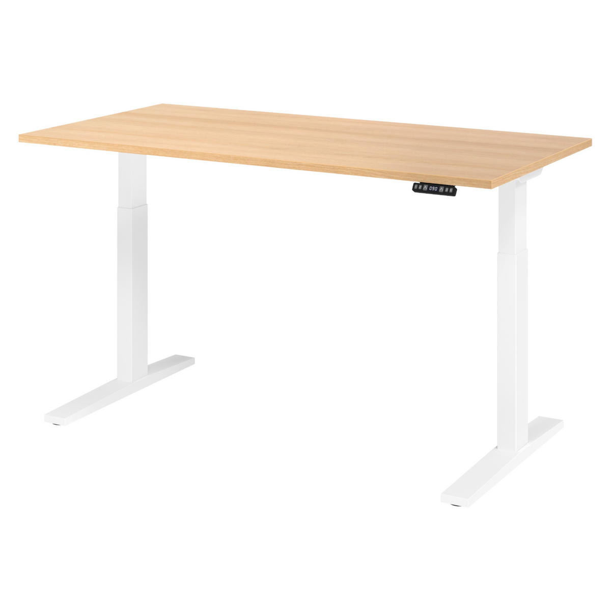 SCHREIBTISCH elektrisch XMKA 80/160/74 cm in Eichefarben/Weiß - Eichefarben/Weiß, Holzwerkstoff (80/160/74cm) - bümö