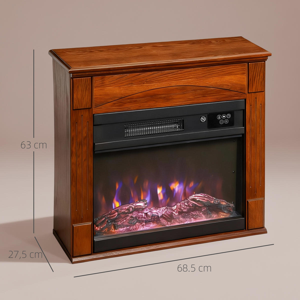 ELEKTROKAMIN DE-17072 3D-Flammeneffekt 6 Farben Braun - Braun, Holzwerkstoff (68.5/63/27.5cm) - ComfortXL