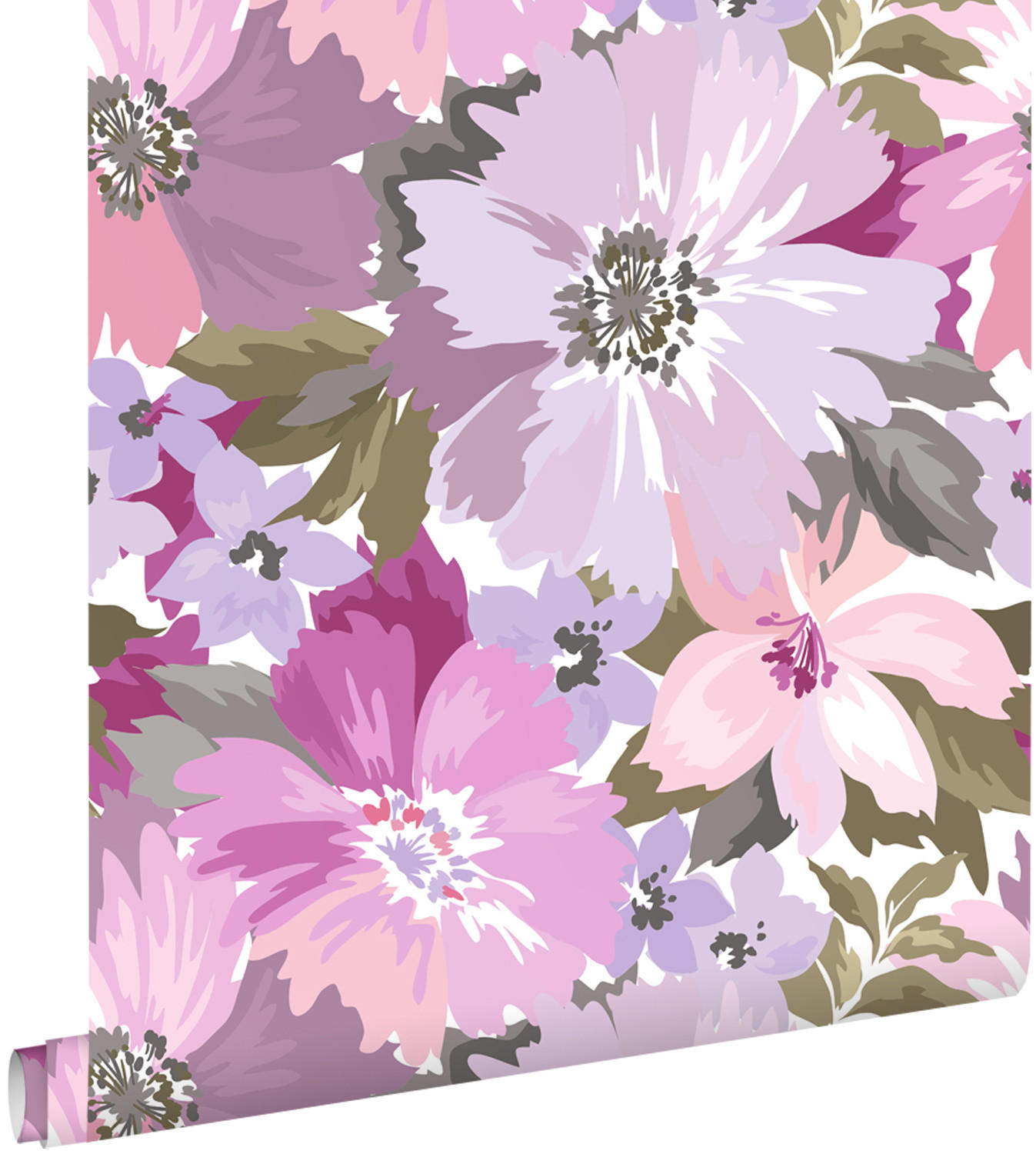 TAPETE Blumen 50 x 900 cm - Lila, Papier (50/900cm) - ESTAhome