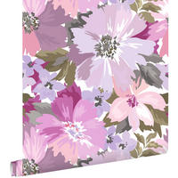 TAPETE Blumen 50 x 900 cm - Lila, Papier (50/900cm) - ESTAhome