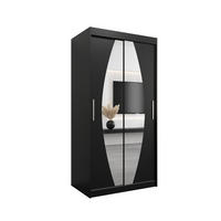 SCHWEBETÜRENSCHRANK 200/100/62 2-türig - Silberfarben/Schwarz, Holz/Kunststoff (100/200/62cm) - MÖBEL KRYSPOL