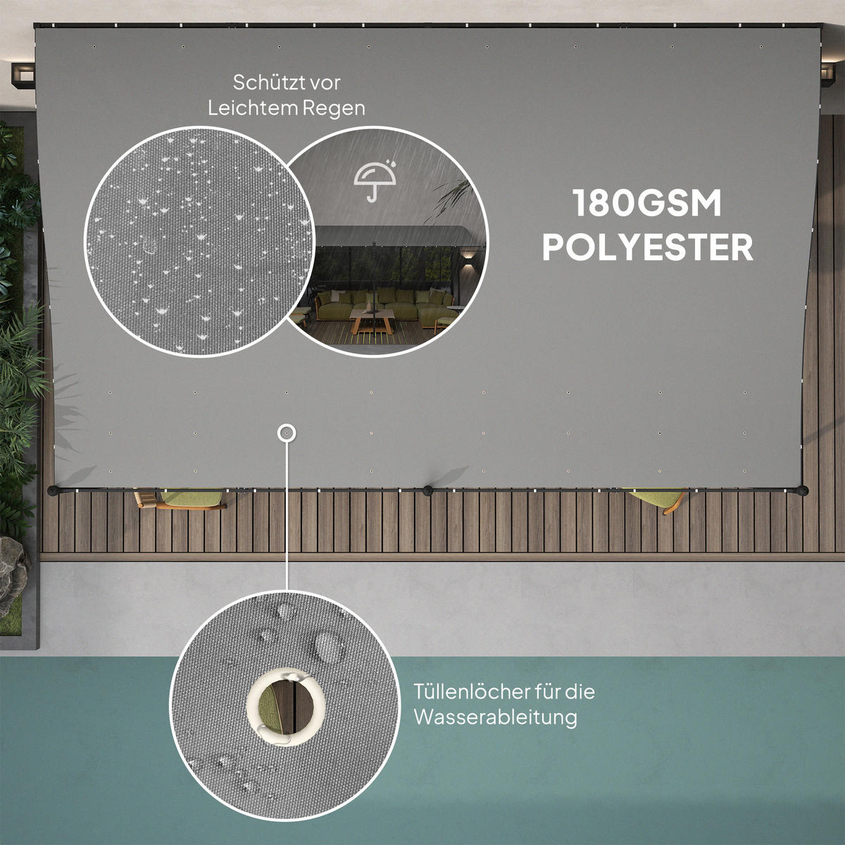 ANBAUPAVILLON mit Dach - Dunkelgrau, Metall (298/253/491cm) - Outsunny