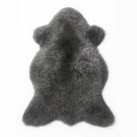 SCHAFFELL Lammfell Dunkelgrau, ca. 130 cm - Dunkelgrau/Grau, Fell (80/130cm) - Provellus
