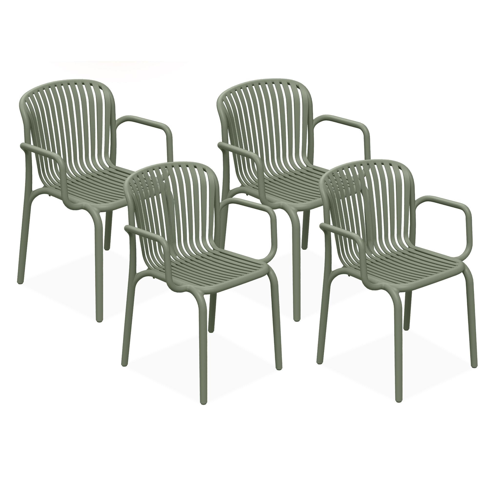 GARTENSTUHL FICCARI 4-er Set, Olive - Olivgrün, Kunststoff (57.5/82.5/53cm) - KONSIMO®