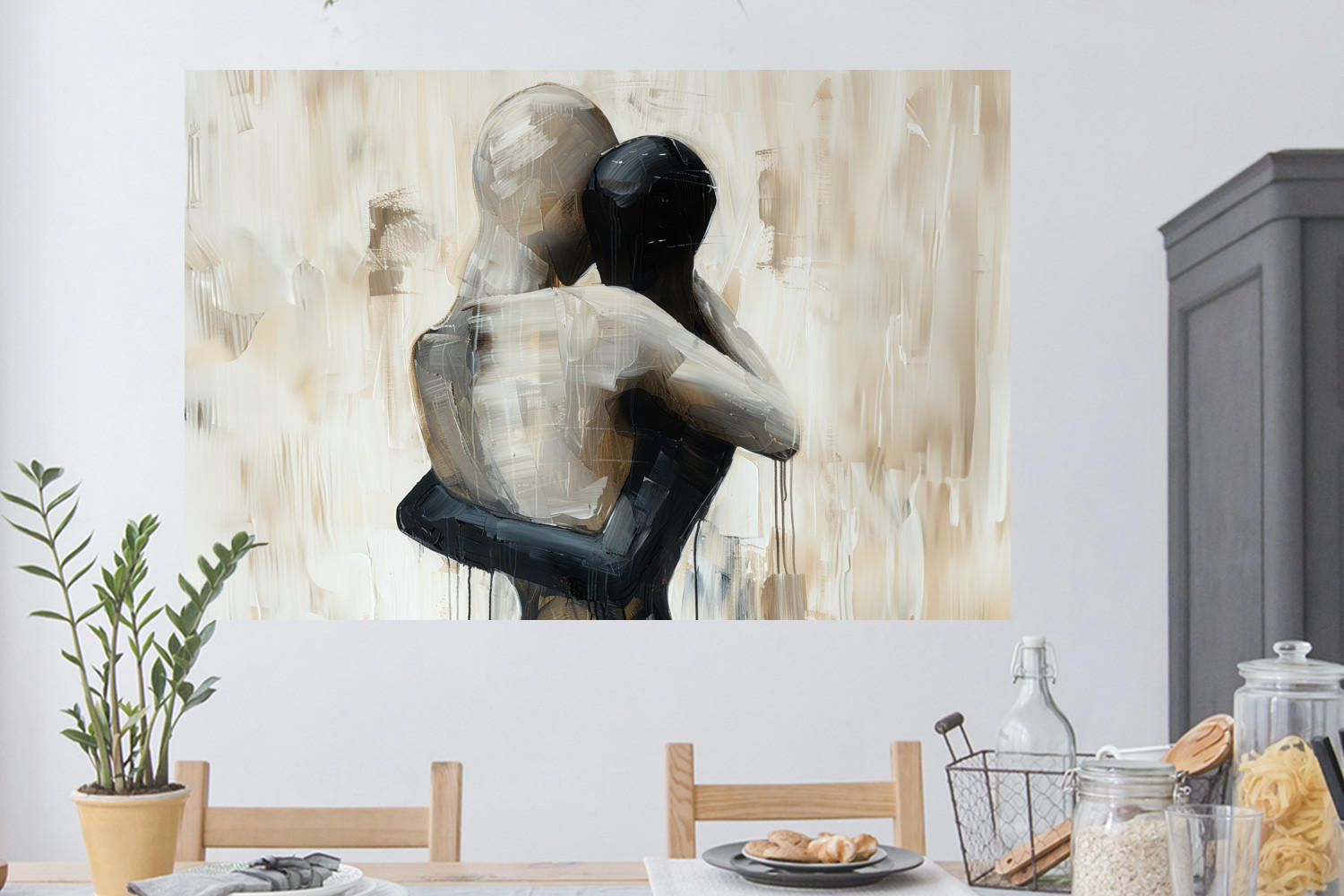 WANDTATTOO Abstrakt - Liebe - Schwarz und weiß - Modern 120x80 cm - Schwarz, Kunststoff (120/80/0.1cm) - MuchoWow