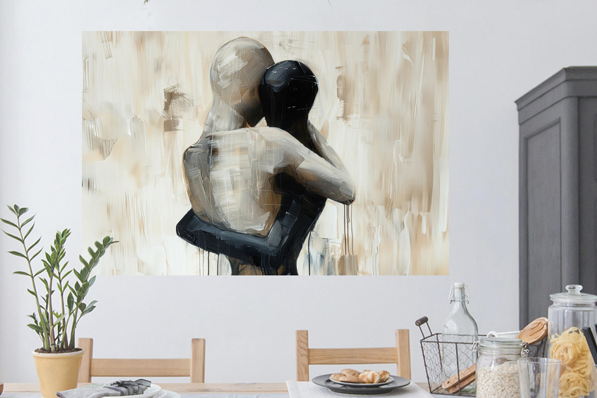 WANDTATTOO Abstrakt - Liebe - Schwarz und weiß - Modern 120x80 cm - Schwarz, Kunststoff (120/80/0.1cm) - MuchoWow