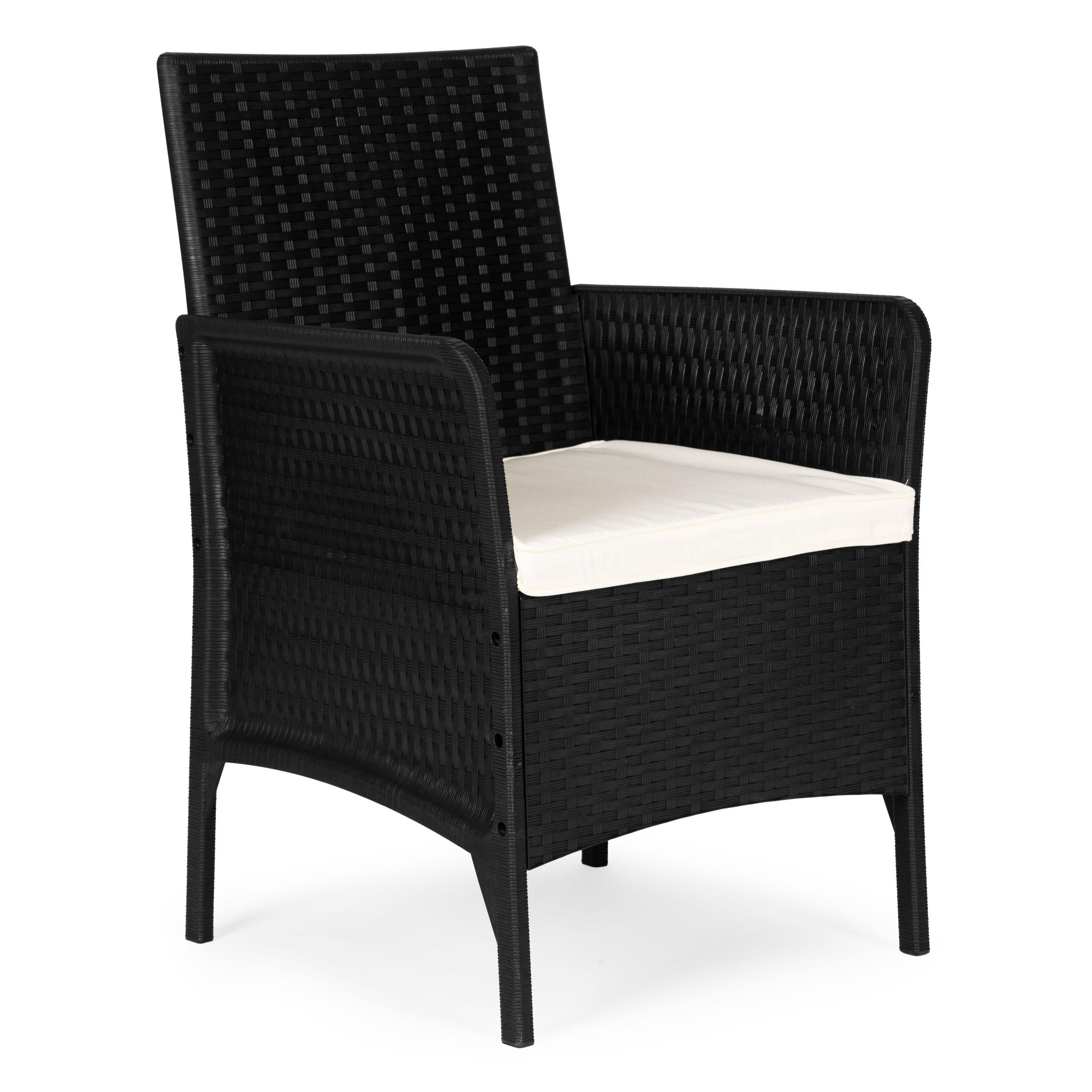 GARTENSTUHL Schwarzer Rattan-Look - Schwarz, Kunststoff (54/84/57cm) - Mat-Haus