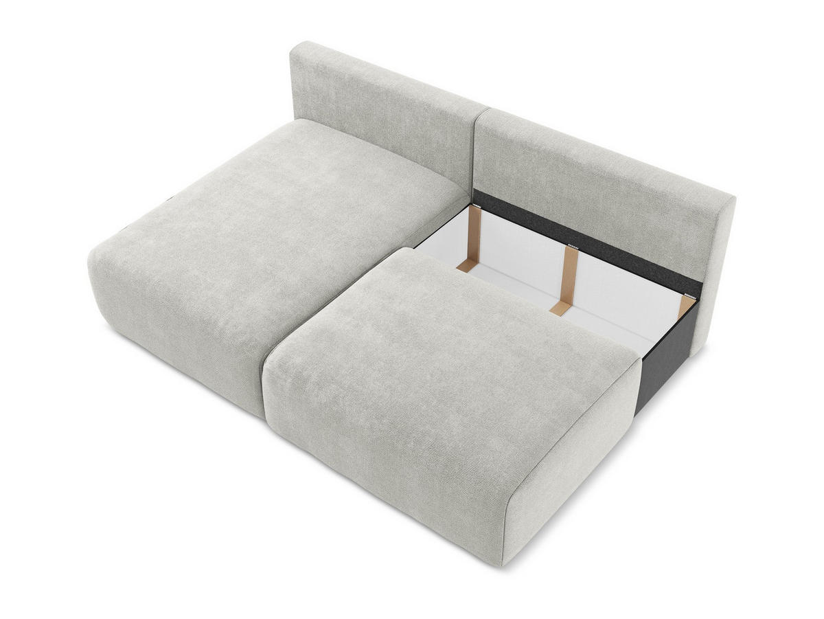 ECKSOFA mit Schlaffunktion links Chenille Stoff Grau - Hellgrau/Schwarz, Kunststoff/Textil (149/210cm) - Makamii