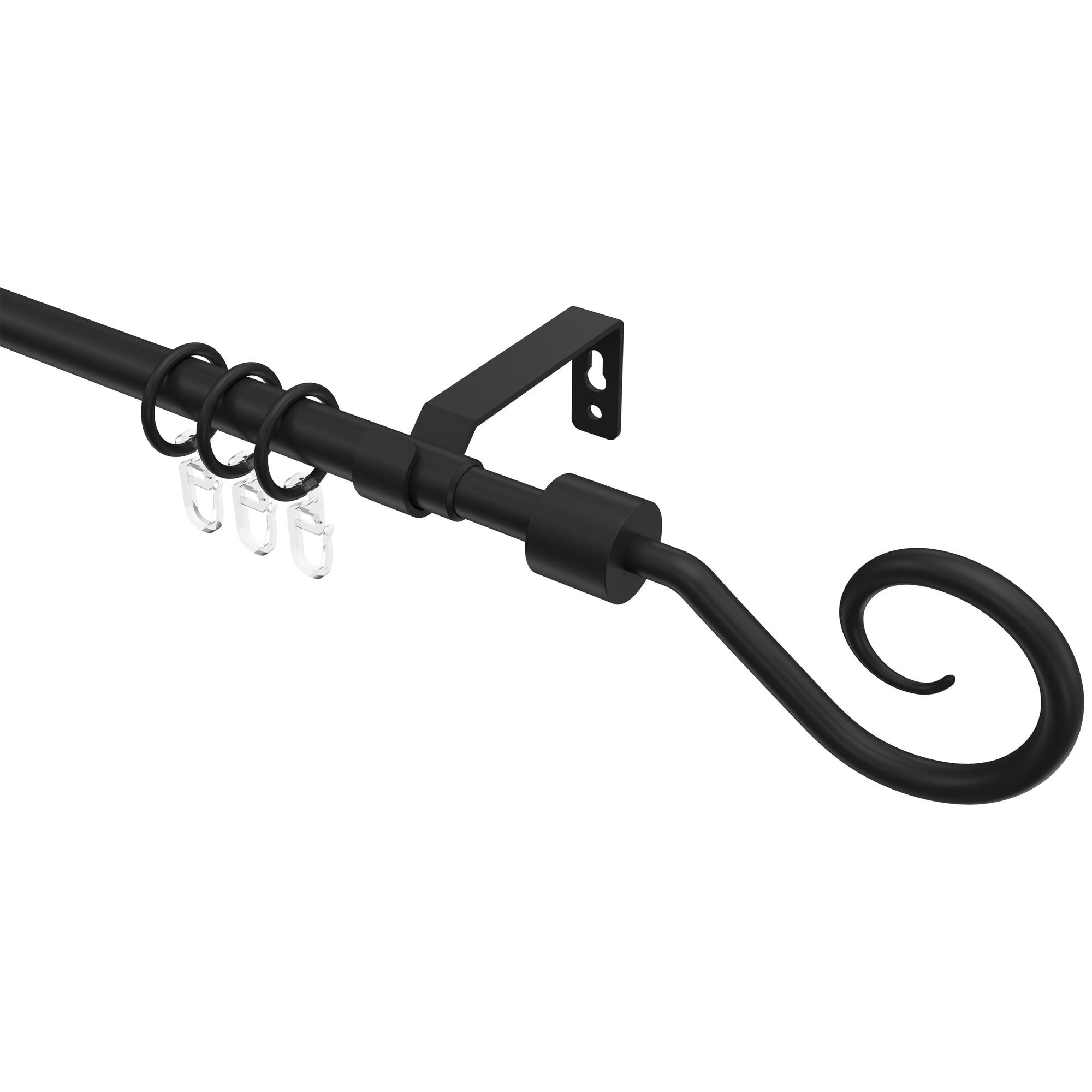 TELESKOP-GARDINENSTANGEN-SET Hera Helix 160-300 cm, 1-läufig, 16/13 mm Ø Schwarz - Schwarz, Kunststoff/Metall (300cm) - INTERDECO