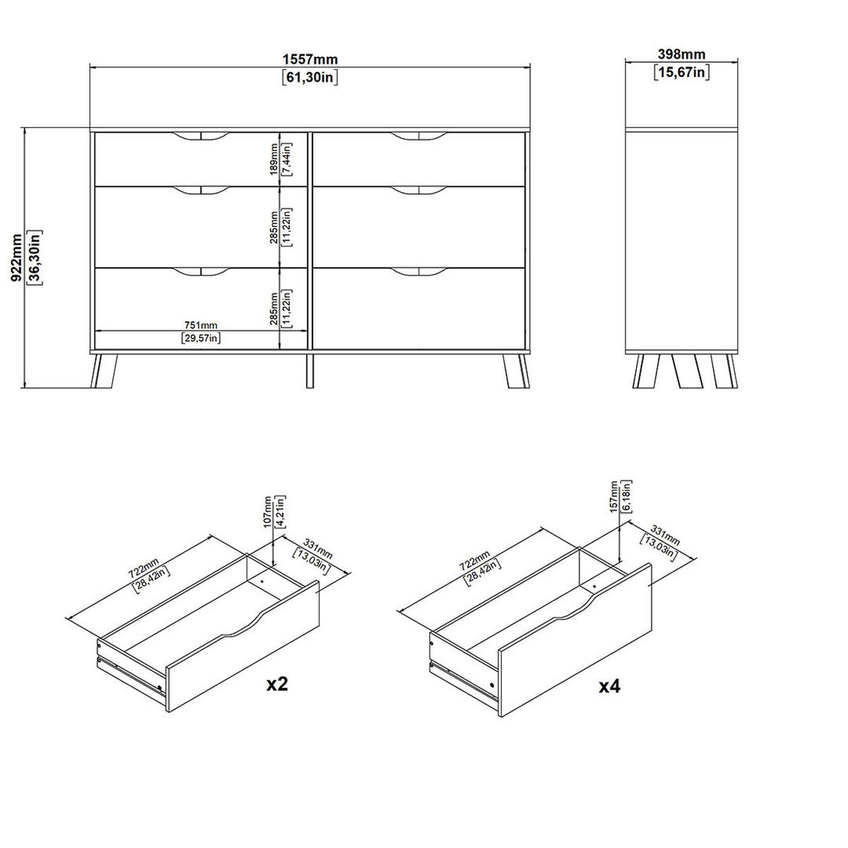 KOMMODE, Ikast, Eiche, Holzwerkstoff, 156 x 40 x 93 cm - Eichefarben, Holzwerkstoff (156/93/40cm) - ebuy24