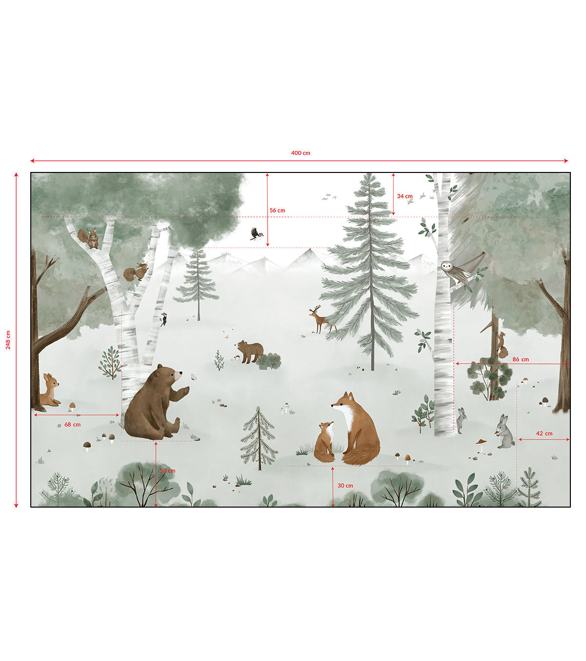 VLIESTAPETE Kharu Skandinavische Wildnis mit Bär 4 m x 2,48 m, grün - Grün, Papier (248/400cm) - Lilipinso