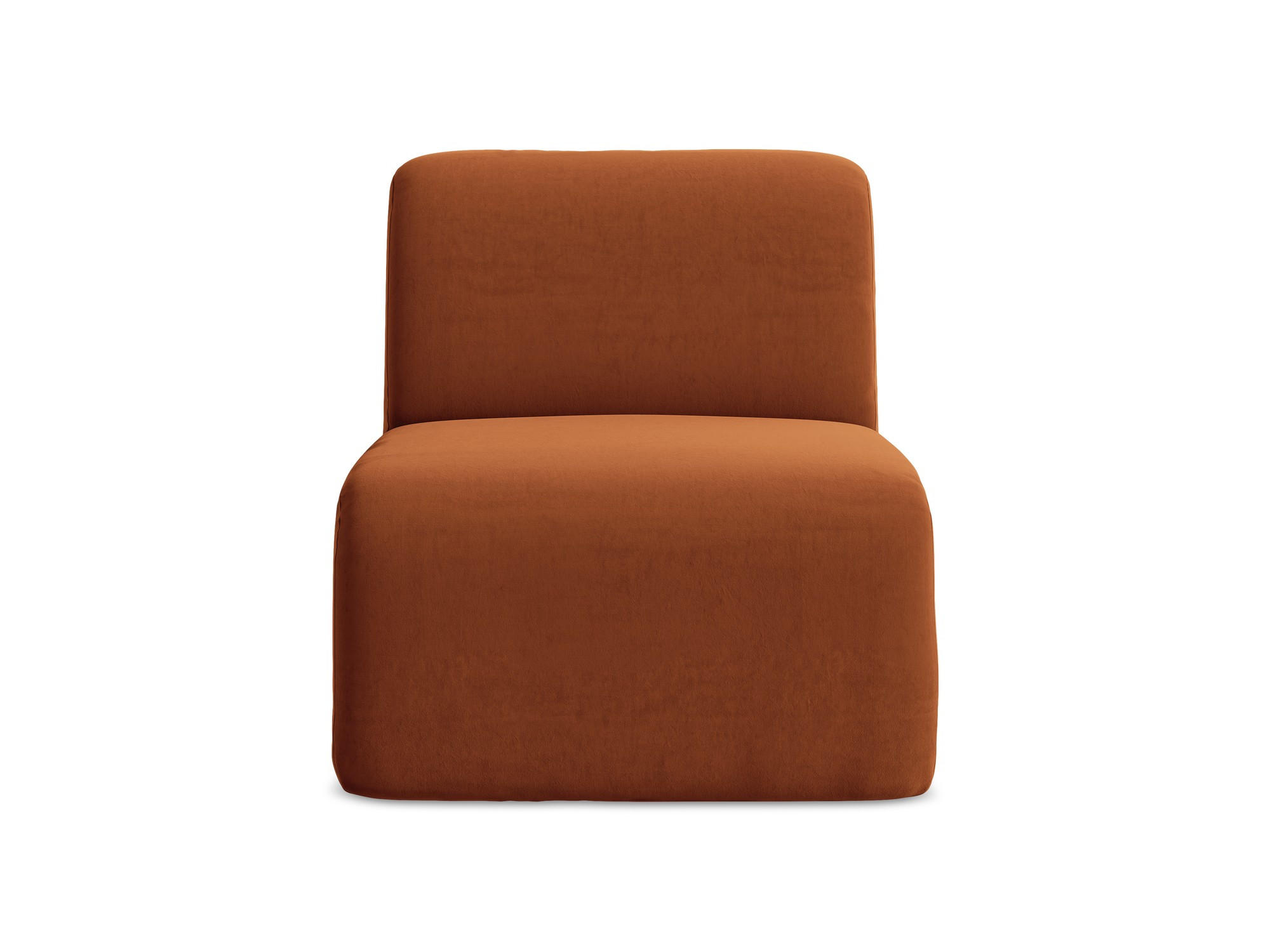 SOFAELEMENT Samt Stoff Orange - Terra cotta/Schwarz, Holzwerkstoff/Kunststoff (70/75/94cm) - Makamii
