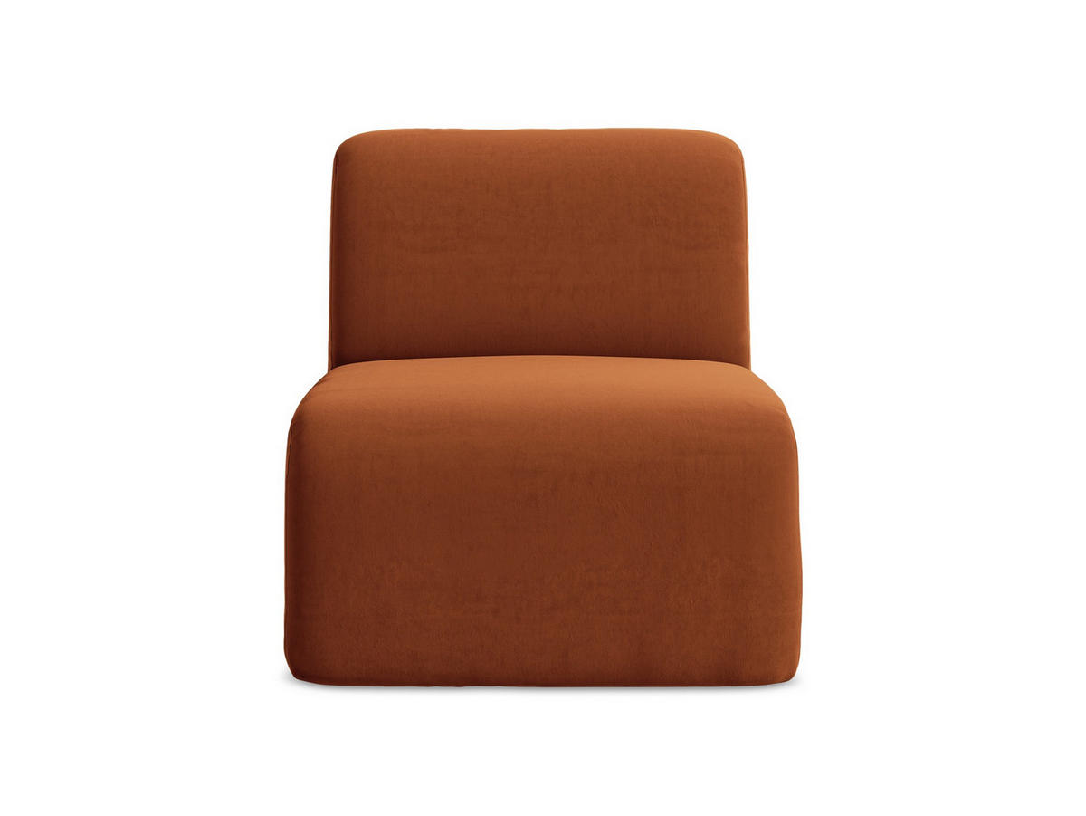 SOFAELEMENT Samt Stoff Orange - Terra cotta/Schwarz, Holzwerkstoff/Kunststoff (70/75/94cm) - Makamii
