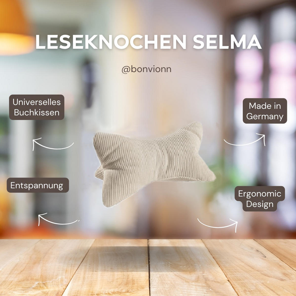 KISSEN Leseknochen Selma - Beige, Textil (22/42cm) - Bonvionn