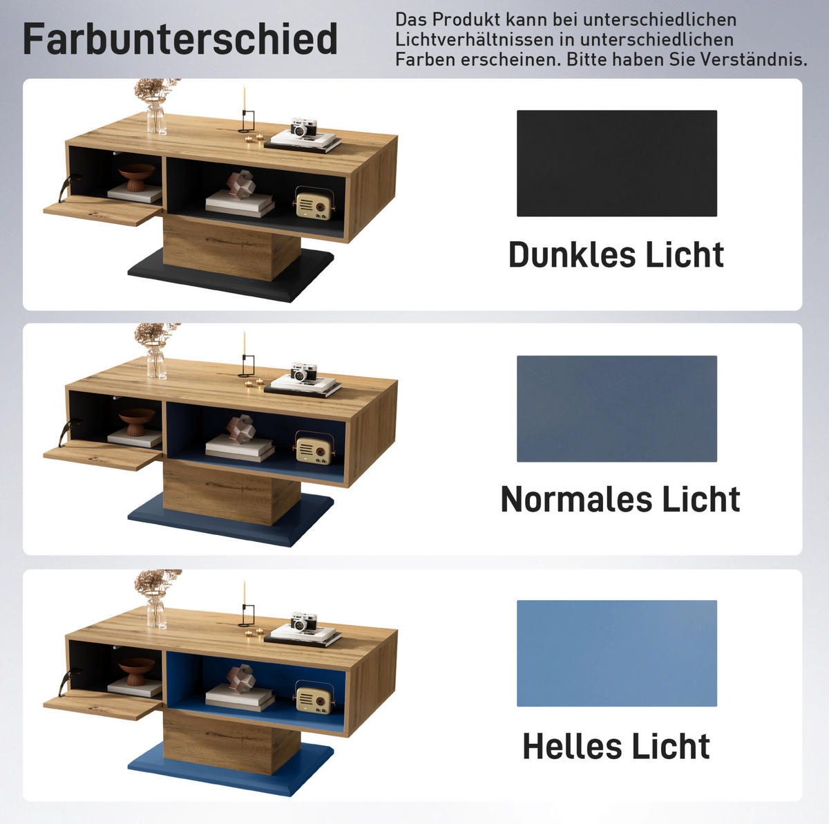 COUCHTISCH 100/50/46.5 cm Grau/Eiche aus Spanplatte mit doppelseitigem Stauraum - Grau, Holzwerkstoff (100/50/46.5cm) - OKMYHOME