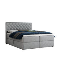 BOXBETT MIRAMI 120/200 Hellgrau mit Taschen-Federkernmatratzen 7 Zonen H4 - Hellgrau, Holz/Holzwerkstoff (180/200cm) - Deine Möbel 24